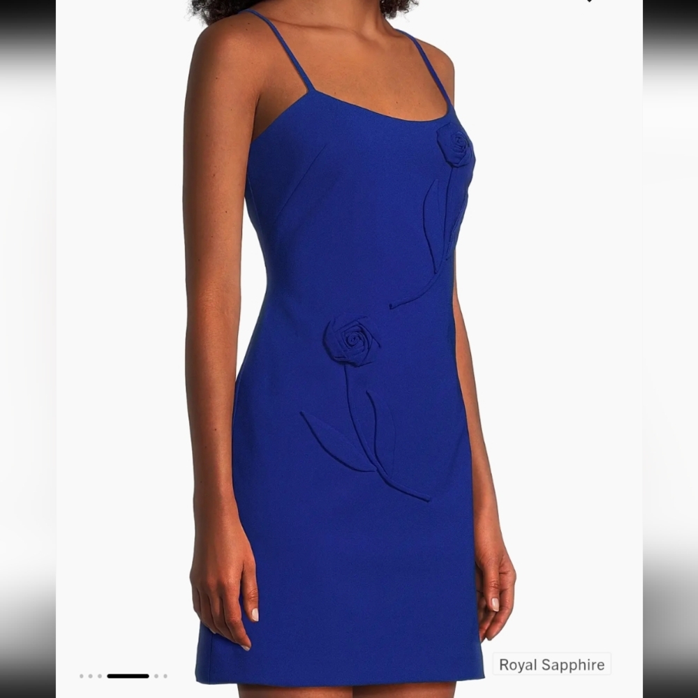 NWT Liv Foster Floral Crepe Sleeveless Mini dress Size 4 In Royal Blue